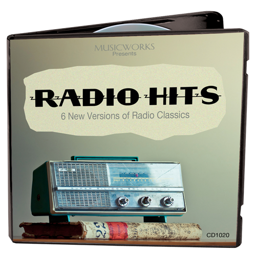 MusicWorks Radio Hits Vol. 1 CD cover featuring a vintage tabletop radio with the subtitle 6 New Versions of Radio Classics.