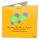 MusicWorks Showtime Tap Music, Vol. 2CD cover featuring stylized pink tap shoes on a soft pink background with choreography by Al Gilbert.